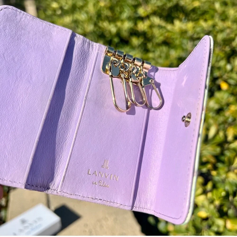 Lanvin en Bleu Pastel Floral Key Case Card Holder